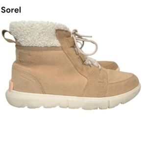 Sorel Explorer Waterproof Ankle Suede Leather Shearling Winter Boot Women 8.5